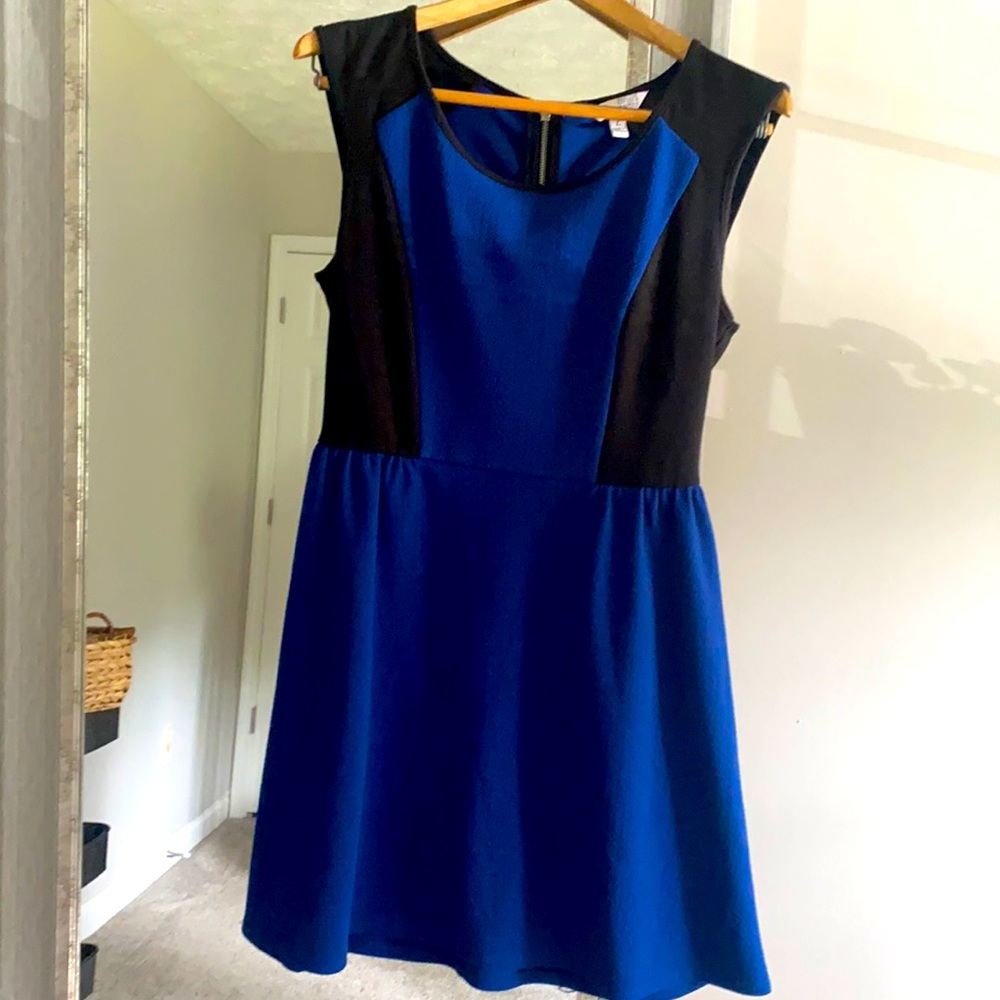 Blue and Black dress. L back zip